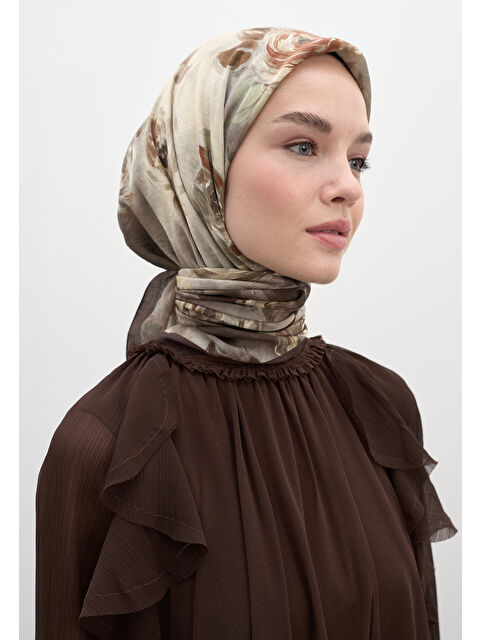 Fresh Scarfs Marıelle Desen Pamuklu Viskon Eşarp Kahve
