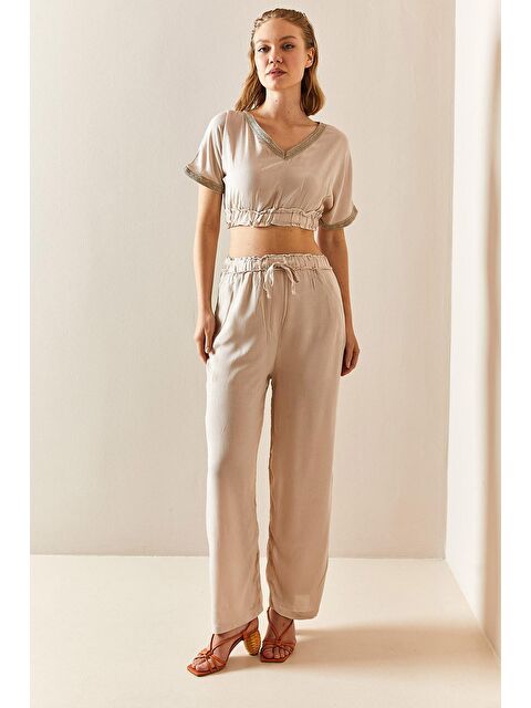 Xhan Bej V Yaka Dokulu Crop Takım 3YXK8-47341-25 - S000030285-19928