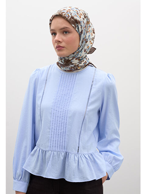 Fresh Scarfs Cherry Blossom Desen Pamuk Viskon Eşarp Çikolata Kahve