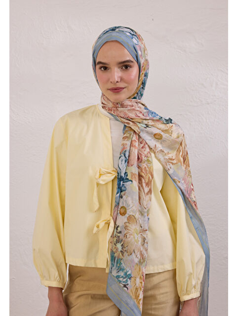 Fresh Scarfs Jasmıne Joy Desen Rami Şal Mavi