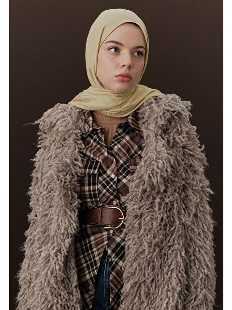 Fresh Scarfs Premıum Yünlü Düz Şal Kum Beji