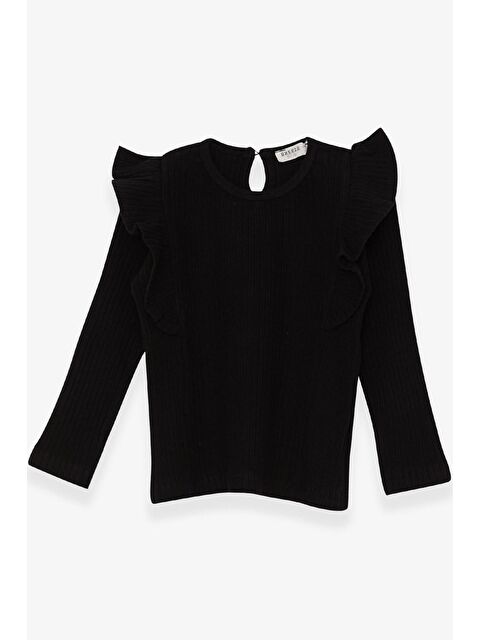 Breeze Kız Bebek Uzun Kollu Bluz Omuzu Fırfırlı Siyah (1.5-2 Yaş) - S000070736-19351
