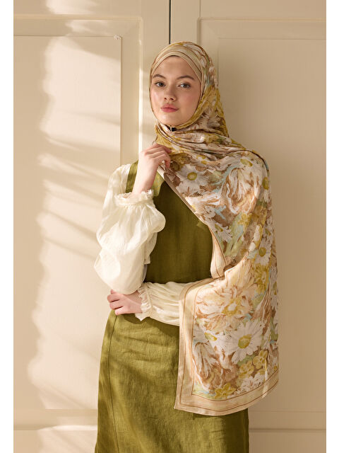 Fresh Scarfs Jasmıne Joy Desen Rami Şal Bej