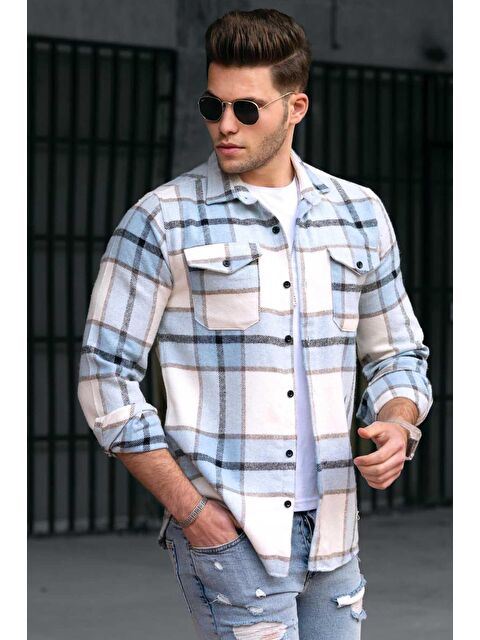 Madmext Ekoseli Mavi Oduncu Gömlek 4921 - S000039823-17234