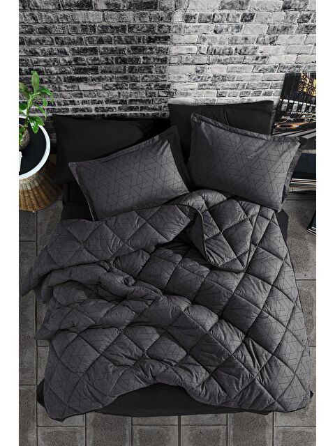 Nordqueen %100 Pamuk Çift Kişilik Uyku Seti̇ Monza Antrasit - S000080507-29666