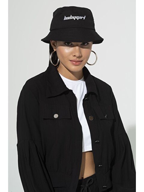 For You Moda Nakışlı Siyah Safari Şapka - S000026507-19351