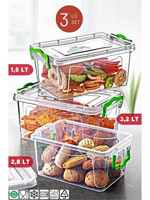 Nandy Home Elite Line Mikrodalga ve Difrizde Kullanılabilen Saklama Kabı 3'Lü Set ŞEFFAF - S000012618-23173