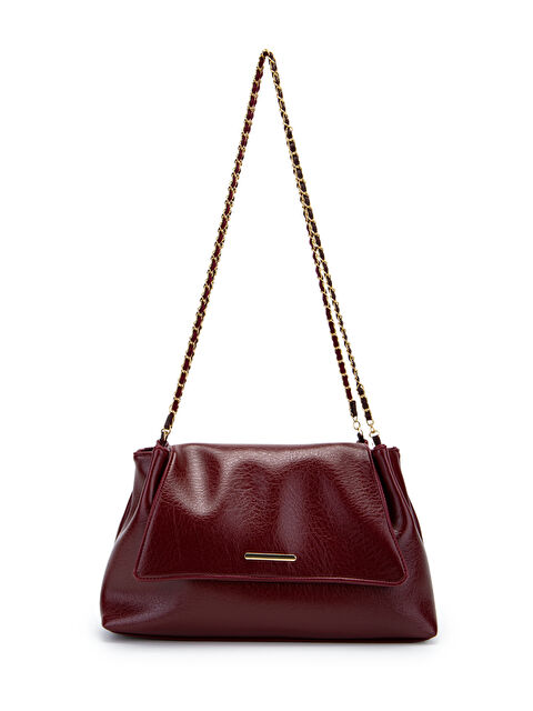 Minebag Kapaklı Zarif Tasarım Sarrah Kadın Omuz Çanta Bordo