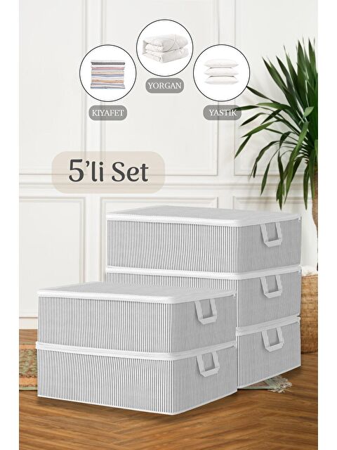 Meleni Home 5'li Çekyat Baza Tipi Yastık Kıyafet Saklama Hurcu 50 x 30 x 22 cm - S000032882-20600