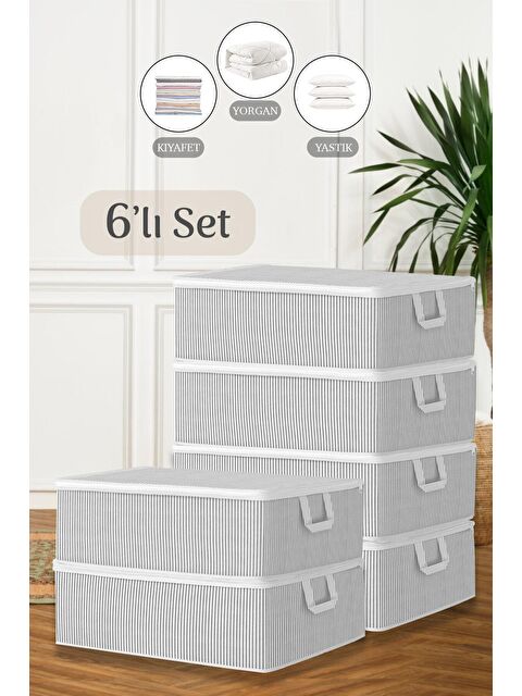 Meleni Home 6'lı Çekyat Baza Tipi Yastık Kıyafet Saklama Hurcu 50 x 30 x 22 cm - S000032883-20600