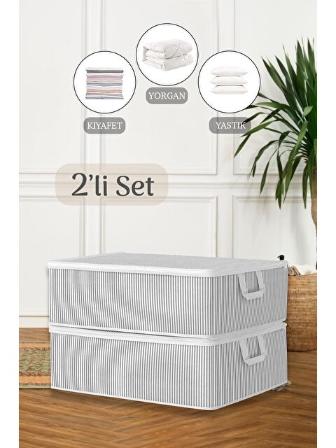 Meleni Home 2'li Çekyat Baza Tipi Yastık Kıyafet Saklama Hurcu 50 x 30 x 22 cm - S000032885-20600