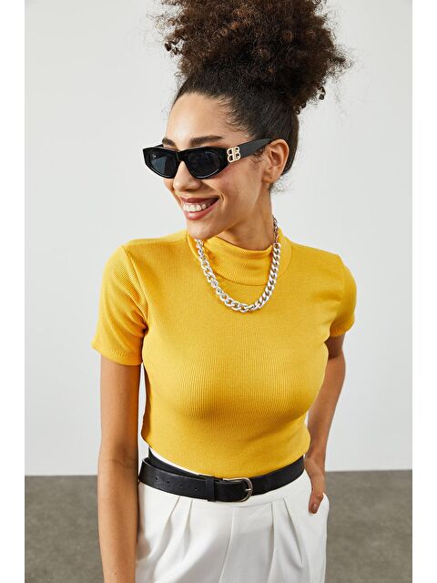 Xhan Sarı Balıkçı Yaka Kaşkorse Tshirt 2KXK1-45387-10 - S000030536-20072