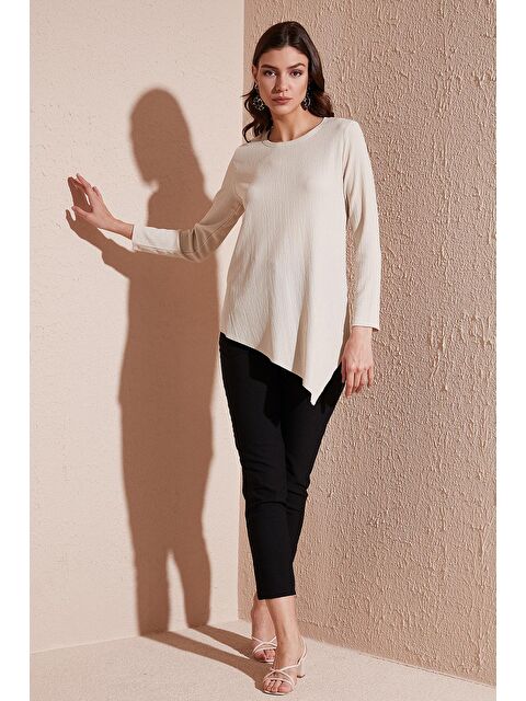 Lela Bisiklet Yaka Esnek Dokulu Asimetrik Bluz 5864971 - S000000374-20600