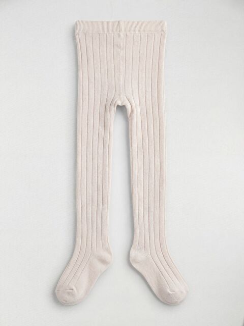 Civil Girls Derbili Düz 3-11 Yaş Külotlu Çorap - Ekru 5-6 Yaş