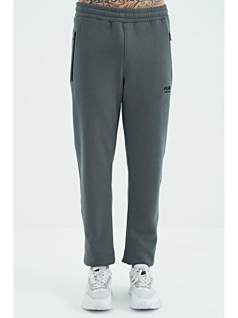 Air Jones Carlo Haki Fermuar Cepli Şardonlu Erkek Eşofman Alt - 84942