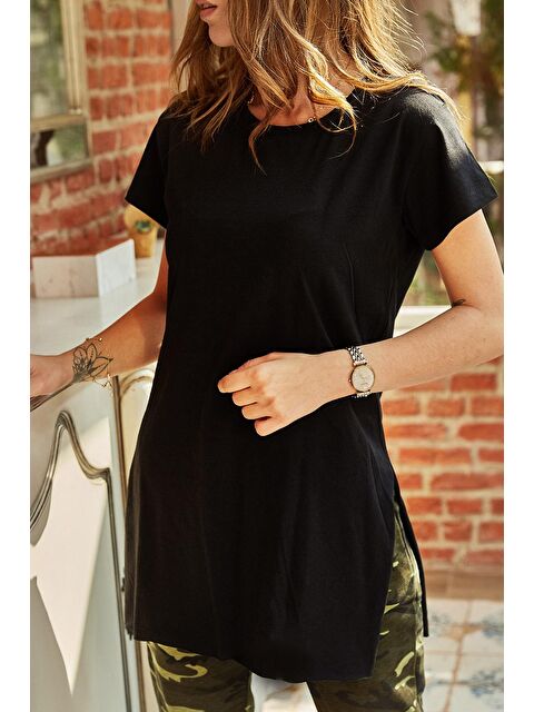 Xhan Yırtmaçlı Bisiklet Yaka Tişört 9YXK1-41909-02 - S000030542-19351