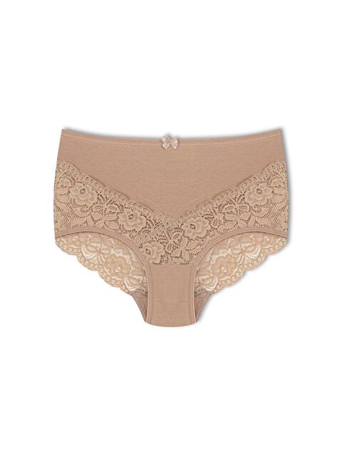 Hnx Pamuklu Arkası ve Önü V Dantel Yüksek Bel Büyük Beden Kadın Külot - S000055502-17365