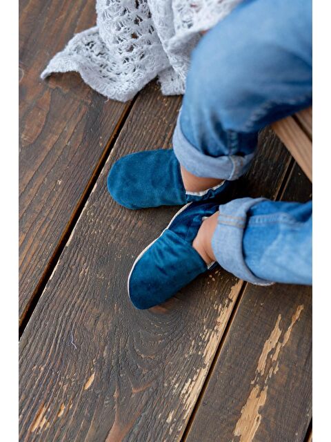 First Step Pamuk Astarlı Kadife Kaydırmaz Taban Patik-F-847 - S000061230-21164