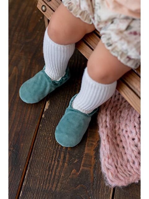 First Step Pamuk Astarlı Kadife Kaydırmaz Taban Patik-MİNT-YEŞİLİ-F-847 - S000061230-18194