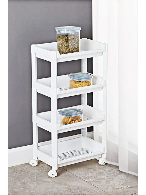 Porsima Org-74 Tekerlekli Raf Ünitesi 4 Katlı Çok Amaçlı Raf Düzenleyici Raf Banyo Mutfak Rafı - S000233639-20063