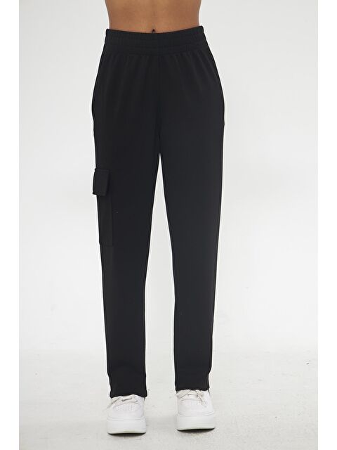 Chandraswear Siyah Kadın Kargo Cepli Pantolon - Magi - S000090899-19351