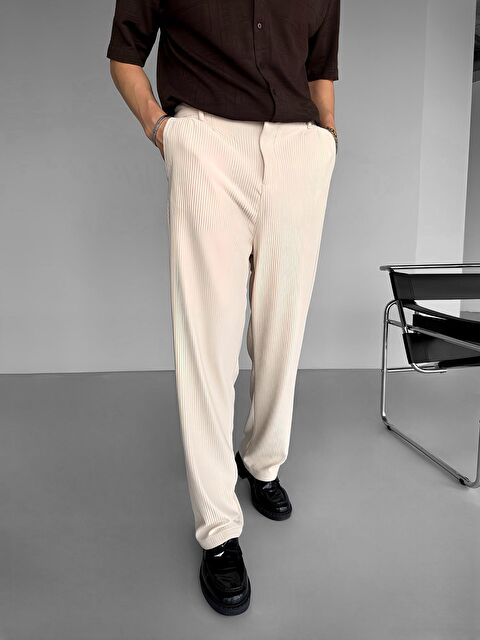 Abluka Online Baggy Fitilli Erkek Pantolon Bej - S000072092-19928