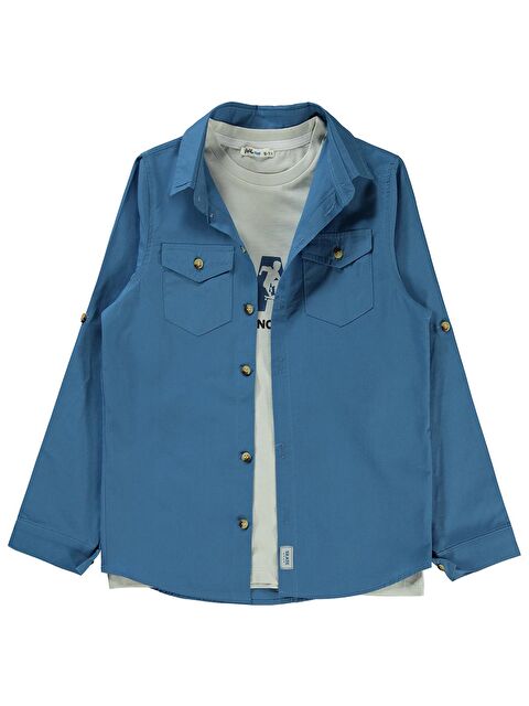 Civil Boys Kapak Cepli Tişörtlü Gömlek 10-13 Yaş Gömlek - Mavi 12-13 Yaş - S000348719-23093