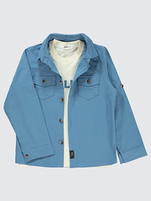 Civil Boys Kapak Cepli Tişörtlü 6-9 Yaş Gömlek - Mavi 9-10 Yaş - S000199116-23093