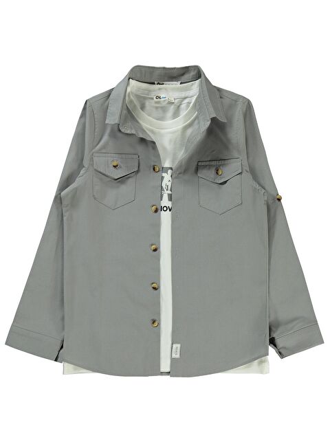 Civil Boys Kapak Cepli Tişörtlü Gömlek 10-13 Yaş Gömlek - Gri 10-11 Yaş