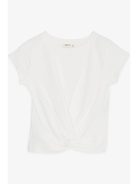 Breeze Kız Çocuk Crop Tişört Çapraz Detaylı Ekru (12 Yaş) - S000022249-19965