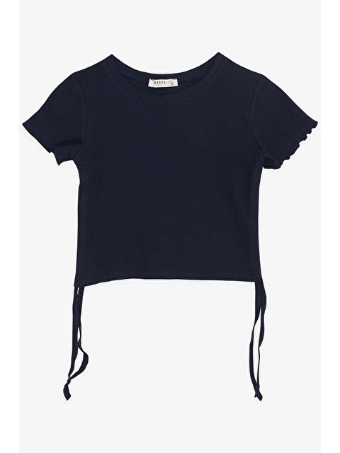 Breeze Kız Çocuk Tişört Yanları Büzgülü Lacivert (9 Yaş) - S000022253-21164