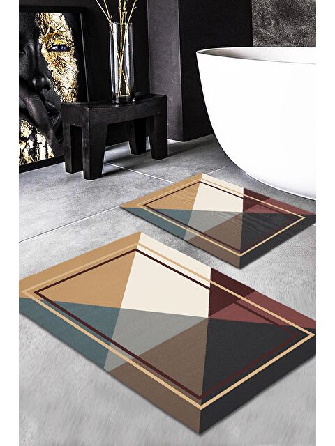 Evmila Modern Desenli Banyo Paspası 2'li 50x60 cm - 60x100cm - S000031233-23173