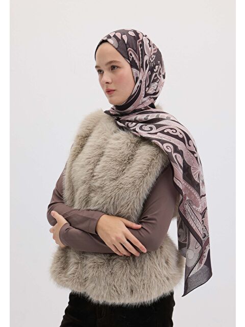 Fresh Scarfs Evrın Desen Şal Tozlu Pembe