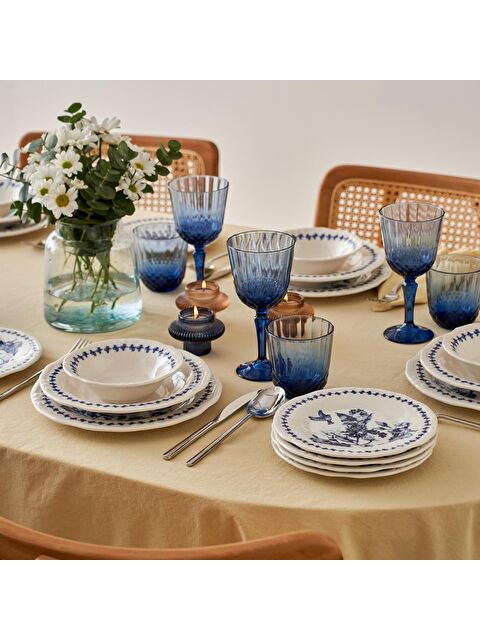 Bella Maison Vanessa Porselen 24 Parça 6 Kişilik Yemek Takımı Mavi - S000027789-17234