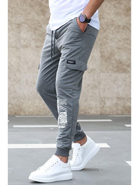 Madmext Antrasit Baskılı Erkek Jogger Eşofman Altı 4079