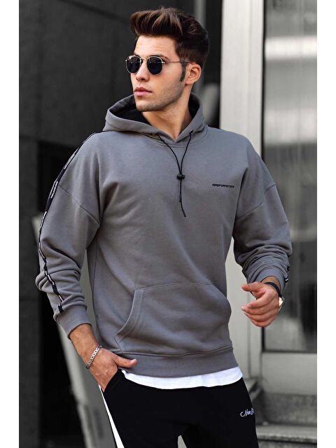 Madmext Antrasit Kapüşonlu Erkek %100 Pamuk Hoodie 4721 - S000049355-29666