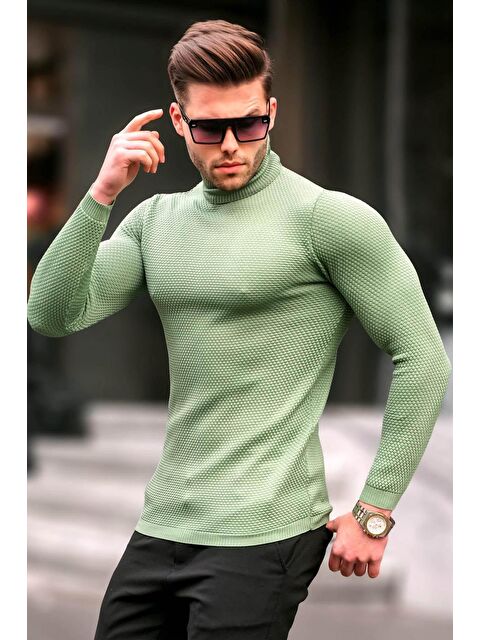 Madmext Mint Yeşili Balıkçı Yaka Erkek Triko Kazak 6306 - S000030321-17259