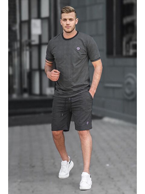 Madmext Siyah Ekoseli Erkek Şort %100 Pamuk Takımı 4841 - S000031428-19351