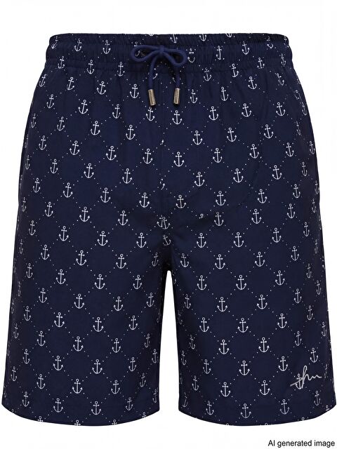 Haşema Yelken Desenli Lacivert Erkek Kısa Havuz Ve Deniz Şortu 5044 - S000388178-21164