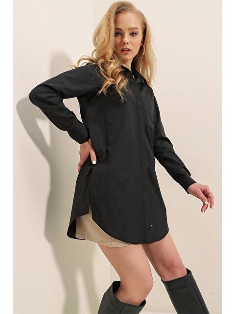 Bigdart 3879 Oversize Cepli Gömlek - Siyah - S000089573-19351