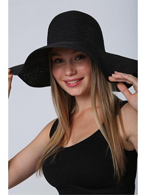 Luminos Butik Siyah Geniş Hasır Şapka Hsr2005 - S000204258-19351