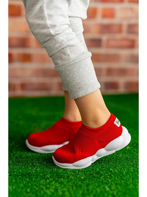 First Step Ultra Hafif Memory Foam İç Taban Çocuk Triko Spor Ayakkabı Kırmızı-M-1002 - S000050202-20045