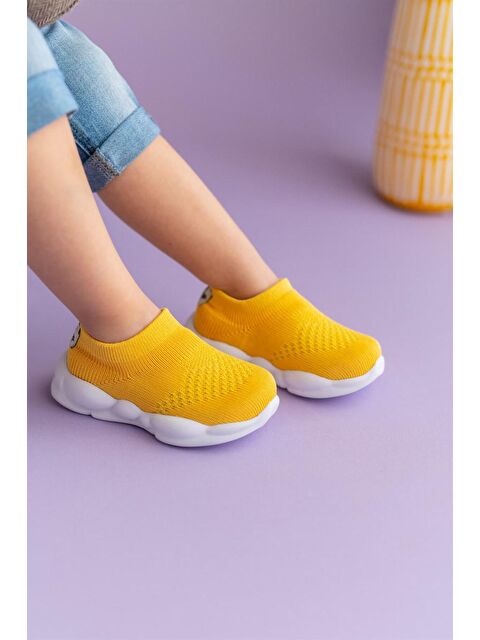 First Step Ultra Hafif Memory Foam İç Taban Çocuk Triko Spor Ayakkabı Sarı-M-1002 - S000050202-20072