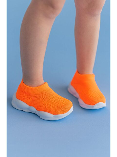 First Step Ultra Hafif Memory Foam İç Taban Çocuk Triko Spor Ayakkabı Neon Turuncu-M-1002 - S000050202-20013