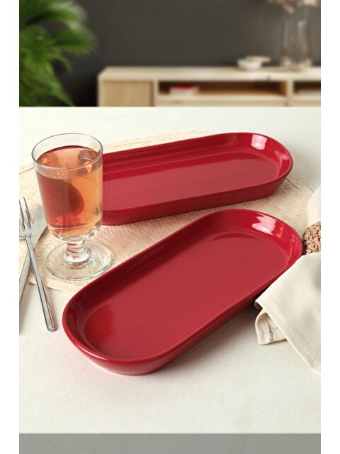 Keramika Kırmızı Noyan Kayık Tabak 26 Cm 2 Adet - S000028944-20044
