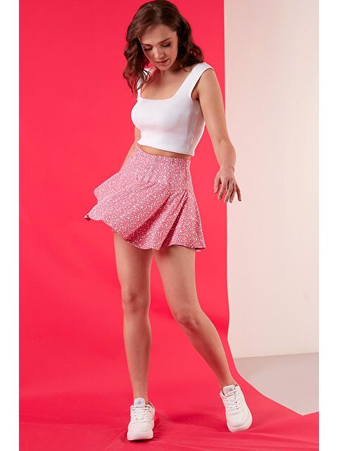 Lela Çiçekli Beli Lastikli Şort Etek 5864024 - S000006088-18686