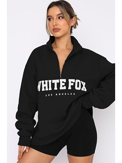 Madmext Siyah Fermuar Detaylı Baskılı Sweatshirt Mg1246 - S000030629-19351