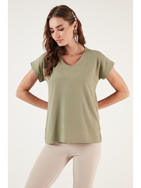 Lela Rahat Kesim Esnek V Yaka Bluz 5865039 - S000000380-17346