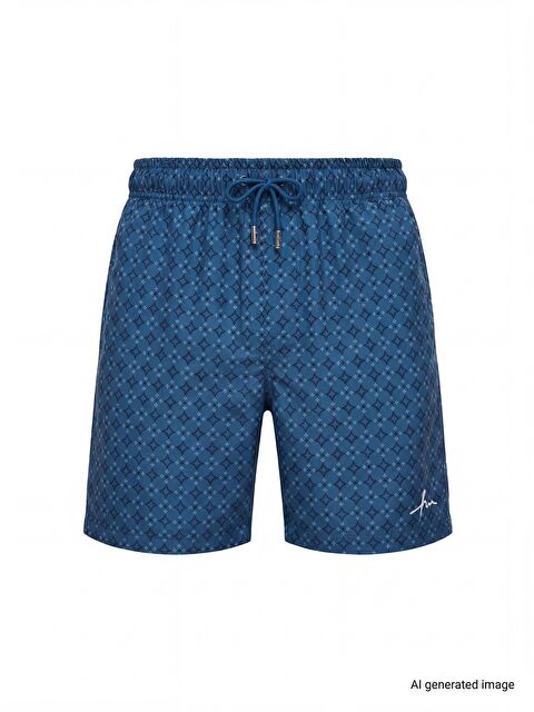 Haşema Yıldız Desenli Lacivert Erkek Kısa Havuz Ve Deniz Şortu 5065 - S000388178-23093