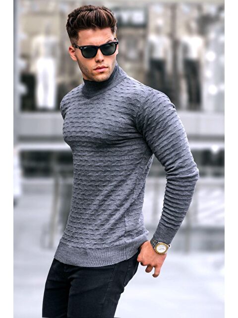 Madmext Antrasit Balıkçı Yaka Triko Kazak 5762 - S000031508-29666